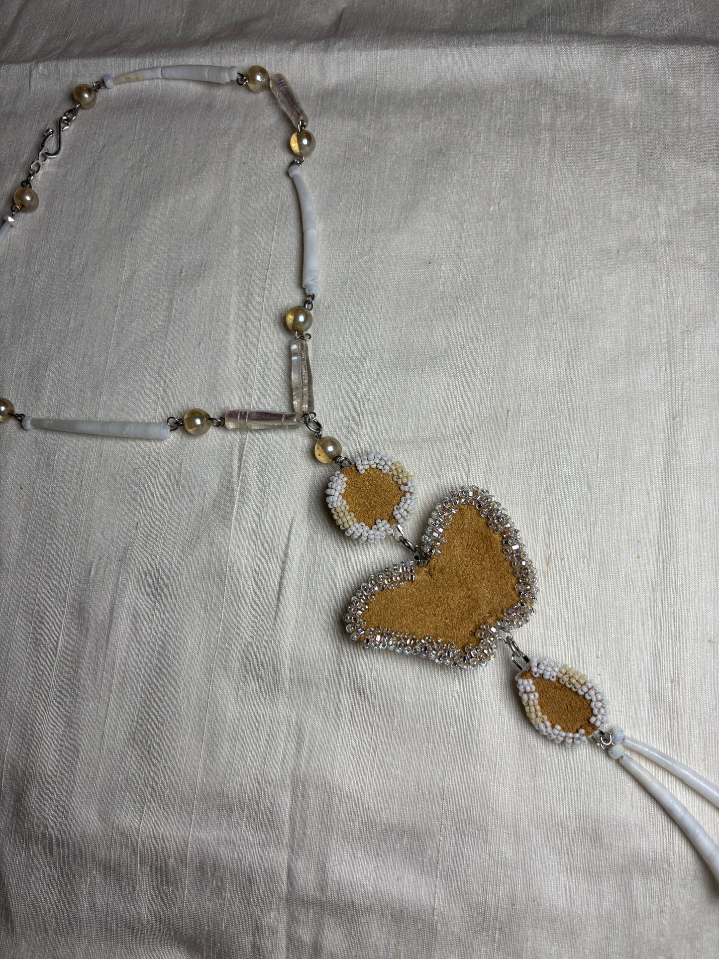 Quartz Butterfly Rosary Style Beaded Necklace