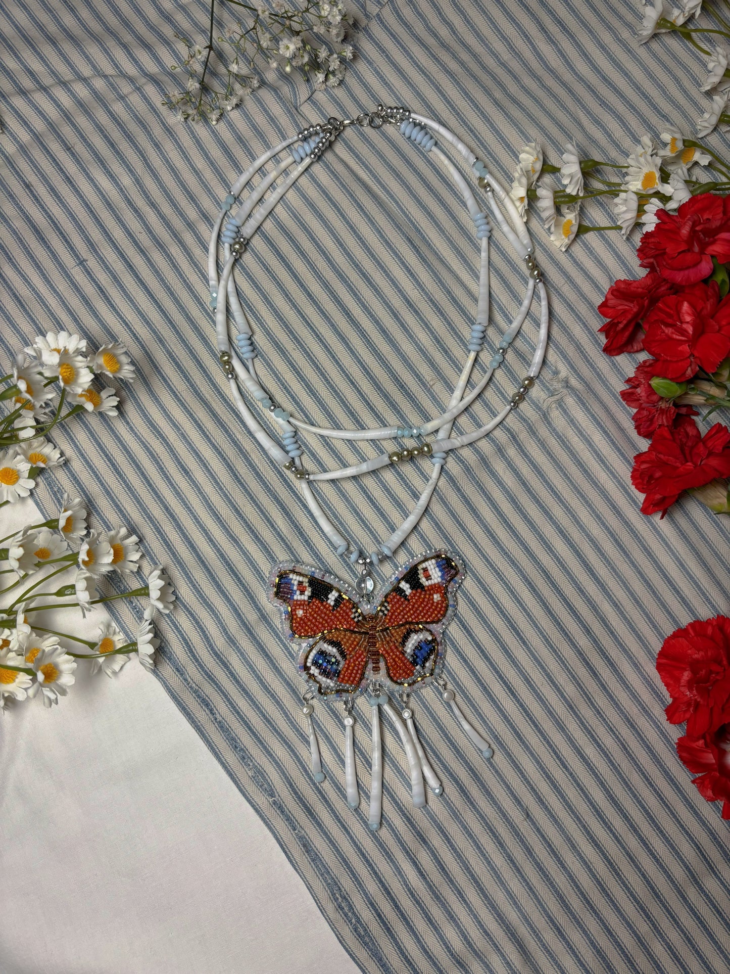 Peacock Butterfly Layered Necklace
