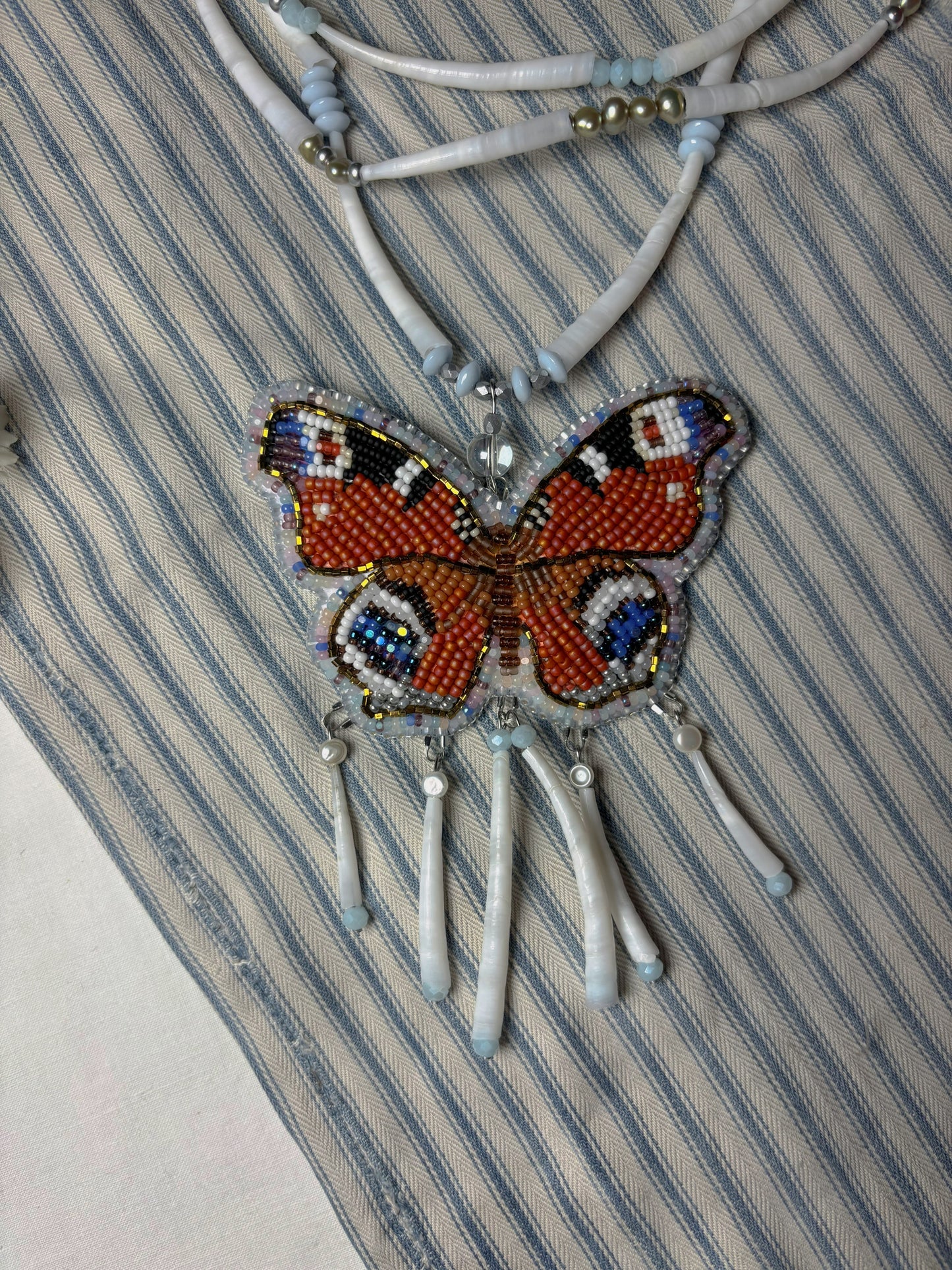 Peacock Butterfly Layered Necklace