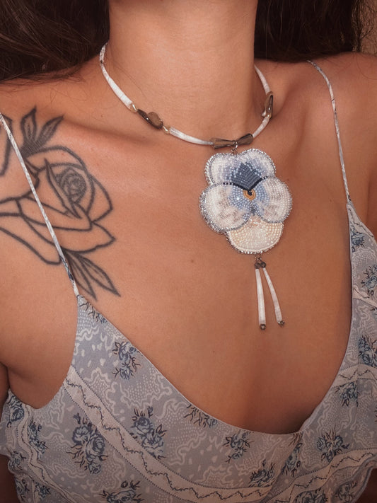 Beaded Pansy Necklace