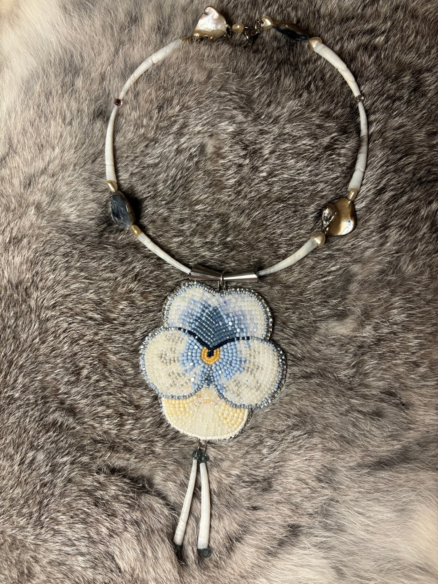 Beaded Pansy Necklace