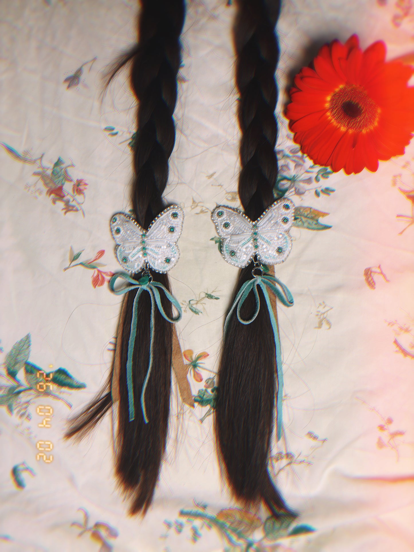 Turquoise Butterfly Beaded Hairties