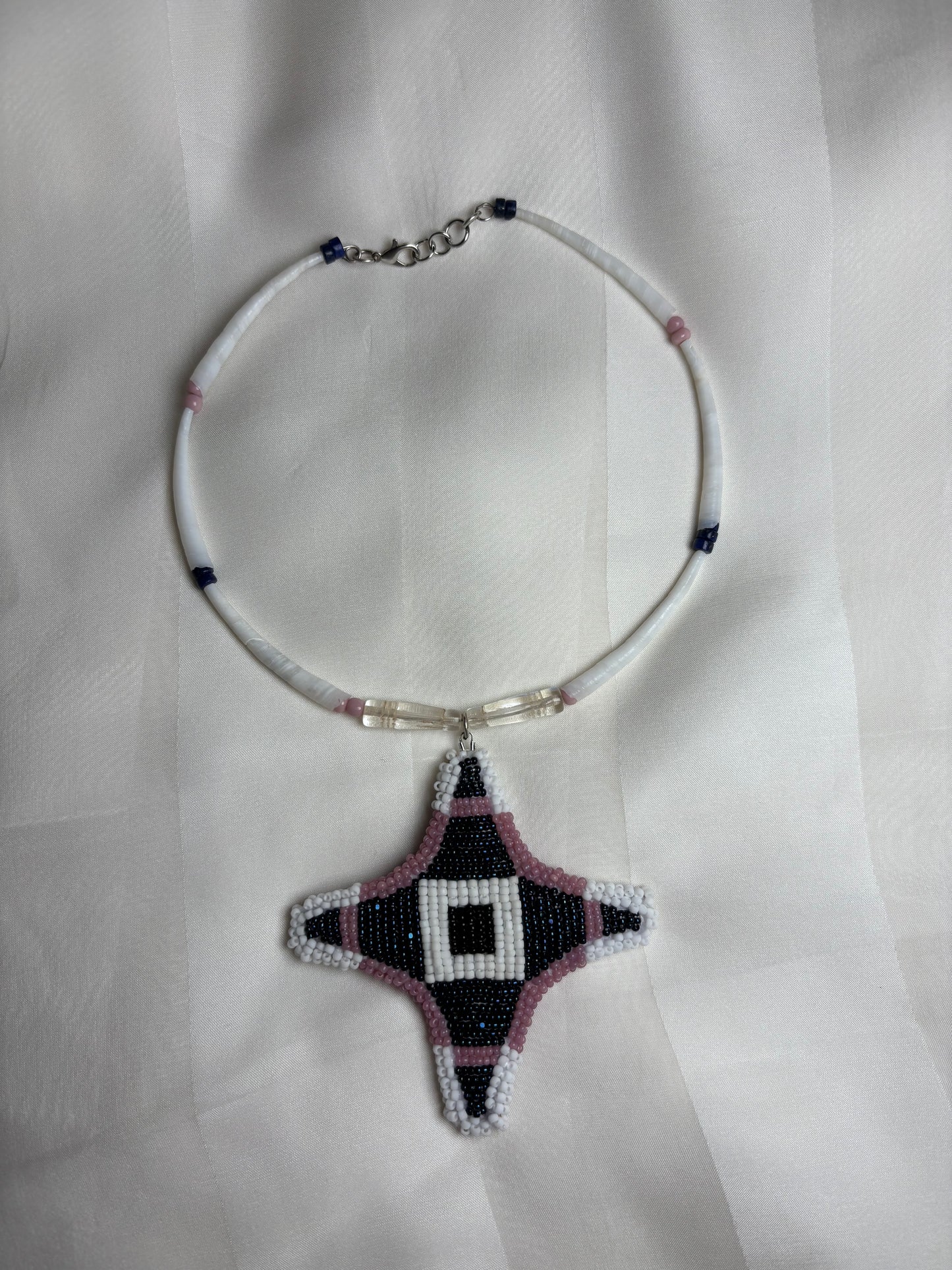 Beaded Plains Star Necklace (Midnight Blue Version)