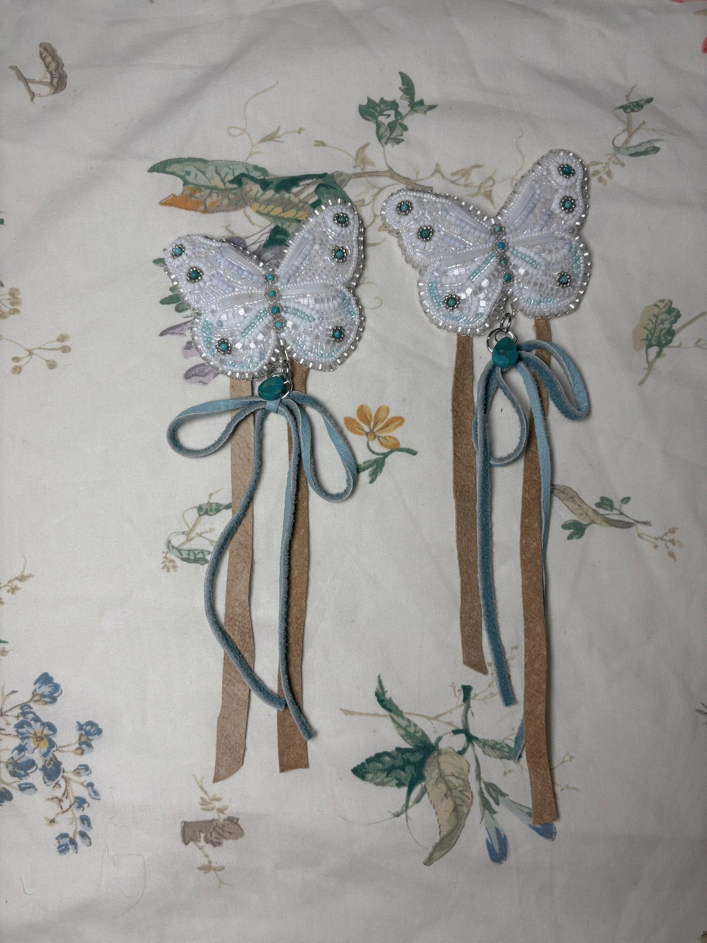 Turquoise Butterfly Beaded Hairties