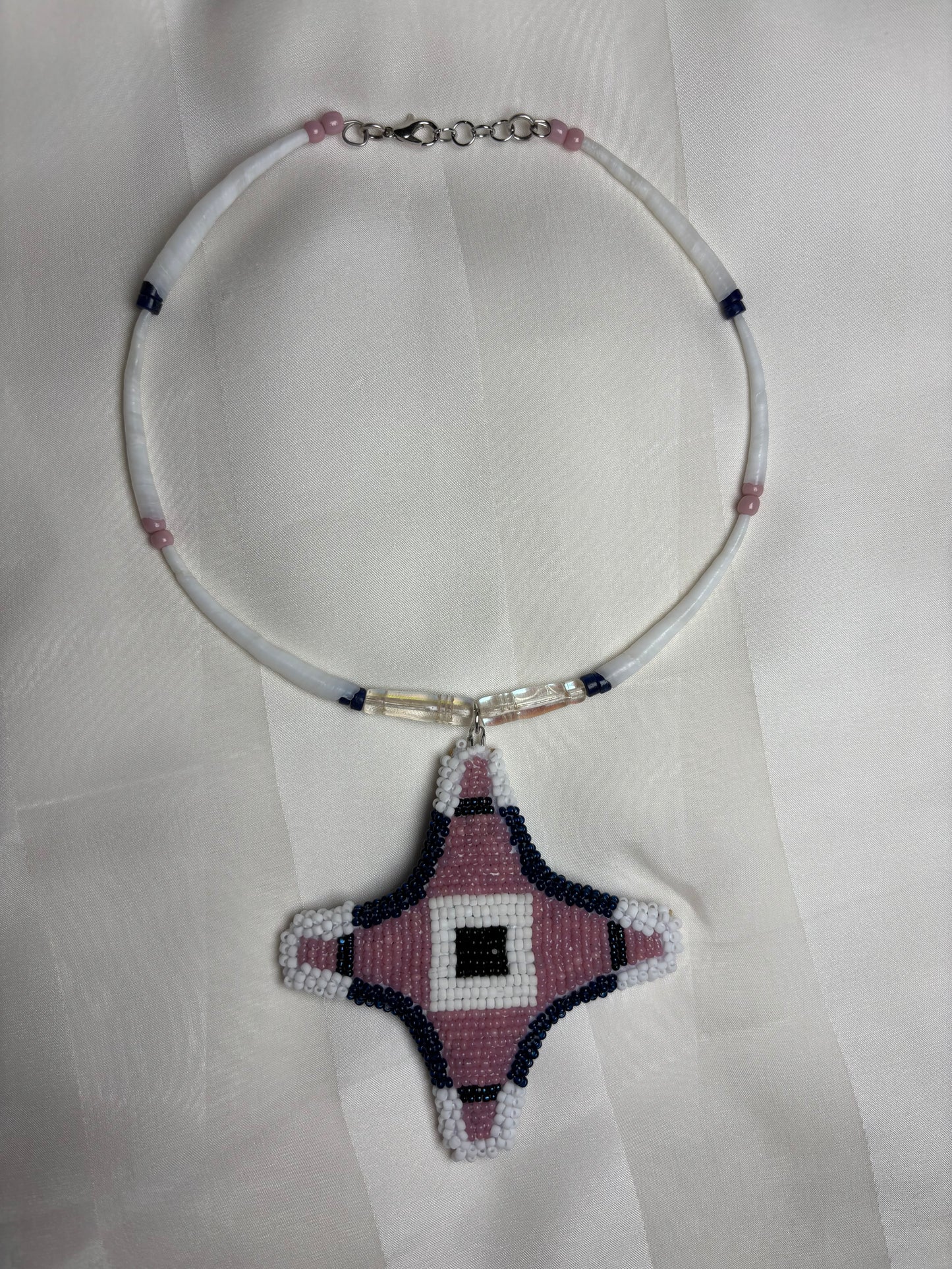 Beaded Plains Star Necklace (Cheyenne Pink Version)